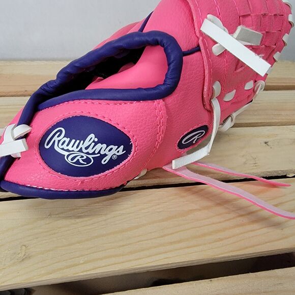 Rawlings Youth Leather Baseball Glove Pink & Purple - Left Hand PL91PP Reg - Picture 4 of 5